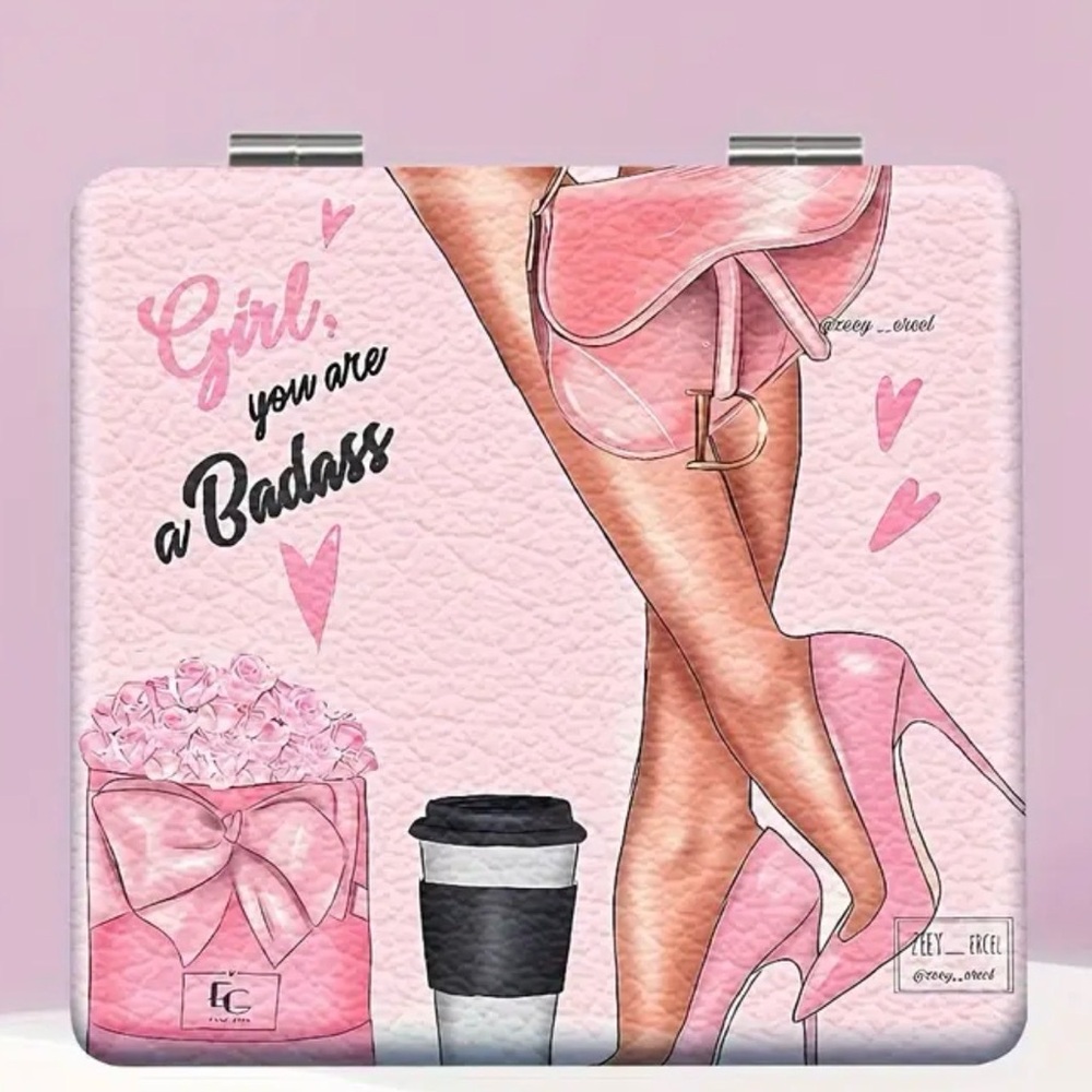 Compact Mirror Pink "Girl You Are A Badass"